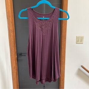 American Eagle Outfitters Plum Embroidered Tank Top